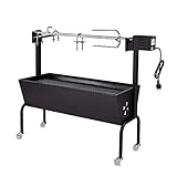 DEMA Spanferkelgrill Lammgrill Spießbratengrill Spanferkel Grill BBQ Grillwagen schwarz höhenverstellbar Spieß 85 cm mit Motor