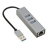 USB3.0-Hub, 4-Port-USB-Adapter mit 3 USB-3.0-Ports und RJ45-Ethernet-Port, 5-Gbit/s-Hochgeschwindigkeits-USB-Hub-Adapter, Tragbarer USB-Splitter für Windows/für Vista/für Linux/für OS X