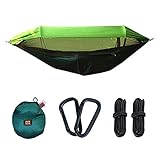 CSSIM Moskitofreie Hängematte Outdoor-Camping-Fallschirm Tuch Mit Moskitonetz Hängematten-Schwingen Off The Ground Tent (Farbe : Grün, Size : One Size)