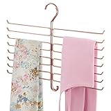 mDesign kompakte Hängeaufbewahrung für Yogahosen, Leggings und Schals – platzsparender Accessoire-Organizer für den Kleiderschrank – Hosenbügel mit 16 Haken aus Metalldraht – rotgold