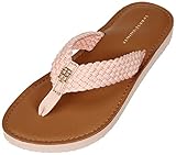 TOMMY HILFIGER Damen TH Leather Footbed Beach Sandal Flipflop, Pink, 40 EU