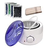 wachs haarentfernung, wachswärmer, wax warmer set, waxing maschine, wachserhitzer, 4 * 100g Wachsperlen, 30 Holzspateln wachswärmer set für Augenbraue Gesicht Achsel Bikini Bein zu Hause