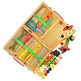 ibasenice 1 Packung Holzwerkzeugsatz für Kinder Holzreparaturwerkzeuge Spielzeug Holzprojekt Werkbank & Konstruktionsset Spielzeug mit Werkzeugkasten Demontagespielzeug für Kinder