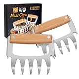 EVERSEE Geschenke für Papa Pulled Pork Krallen - Männer Geschenke Grill Zubehör Frauen Geschenke Grillzubehör Holzgriff Rostfreier Stahl Fleischkrallen Pulled Pork für Koch | Grillliebhaber