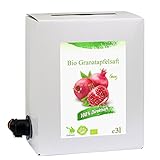 GutFood - 3 Liter Bio Granatapfelsaft - Bio Granatapfel Saft in praktischer Bag in Box Packung ( 1 x 3 l Saftbox ) - Muttersaft aus Bio Granatäpfeln Erstpressung in absoluter Spitzenqualität