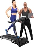 Miweba Sports elektrisches Laufband HT1000 - Incline 6% - Klappbar - 1,75 Ps - 16 Km/h - 12+4 Laufprogramme - Tablet Halterung - Große Lauffläche (Schwarz)