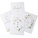 Marvelights Hochzeitskarte 4er Set, Glückwunschkarte Hochzeit, Hochzeitskarten A6 mit Umschläge (Eukalyptus)