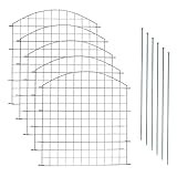 EINFEBEN Teichzaun Gartenzaun 11tlg Set Zaun Teich 5 Zaunelemente und 6 Befestigungsstäben, Welpanauslauf, Metall, Gartenzaun, Freigehege, Teich, Zaun, Gitterzaun (Oberbogen)