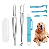 Surmounty Zecken Set 6Pcs Zeckenzange, Edelstahl Zeckenentfernung Zeckenpinzette, Zecken entfernen Plastik Zeckenhaken Zeckenentferner für Mensch und Hunde, Tick Remover Kit inkl. 3 Größe Zeckenhebel