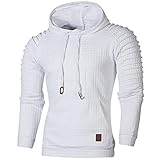 FMYONF Fleecejacke Herren Lederjacke Herren Winterjacke Damen Warm Kapuzenpullover für Herren Steppweste Damen Mit Kapuze Drawstring Vintage Oberteile Freizeitanzug Plus Size Schneea(B-White,L)