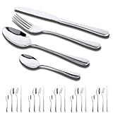 Besteck Set 6 Personen,24 Teilig Besteckset，Inkl Messer,Gabel LöFfel Und DessertlöFfel,Besteck Edelstahl Spiegelpoliert SpüLmaschinenfest