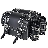 Motorrad-Satteltaschen aus hochdichtem Leder,Gepäckträger-Seitentaschen mit Getränkehalter, wasserdicht, seitliche Werkzeugtasche, Aufbewahrungstasche für Motorrad, universell,1Paar,schwarz