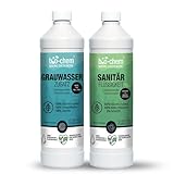 Campingsanitär-Set 2-teilig: Bio Sanitärflüssigkeit 1 l + Grauwassertank-Zusatz 1 l zur effektiven Geruchsbekämpfung in mobilen Sanitärbereichen im Caravan, Wohnwagen, Boot oder Reisebus