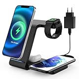 SOWINK Ladestation für Apple Watch und iPhone, 4 in 1 Kabellose Handy Ladestation Kompatibel mit i Phone 13/12/11 Series/XS/XS Max/XR/X/8/8Plus/iWatch7/6/SE/5/4/3/2/AirPods 3/2/Pro, mit 30W PD Adapter