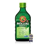 Möller's Omega 3 Lebertran Öl | Nordic Omega 3 Nahrungsergänzung mit EPA, DHA, Vitamin A, D, E | Superior Taste Award | Hochreiner natürlicher Lebertran | 165 Jahre alte Marke | Apfel | 250 ML