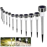 Solarleuchte Solar Gartenleuchte LED Wegleuchte Solarlampe 12 Stück Energiesparend IP65 Wasserdicht Edelstahl Ideal für Terrasse, Rasen, Garten Hofwege und Wege