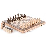 Yushifa schachspiel Schach Hölzerne Schach Set Reiseschach Set Spielbrett Mit Schachfiguren Und Checkers Aufbewahrungsschlitz Faltschachbrett Spiele Schachbrett