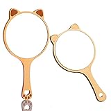 Sipiris Friseur Handspiegel mit Holz Griff,2PCS Handkosmetikspiegel Fächerförmiger Holzspiegel Lüfterspiegel Make up Spiegel Salon Friseur Handspiegel für Haare Schneiden Rasieren Gesichtspflege