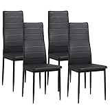 ALBATROS Esszimmerstühle 4er Set Milano, Schwarz - Edles Italienisches Design, Kunstleder-Bezug, bequemer Polsterstuhl - SGS geprüft - Moderner Küchenstuhl, Stuhl Esszimmer