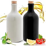 Essig & Öl Spender - Flasche mit Ausgießer, 2er Geschenkset für Feinschmecker handgefertigt und einzigartig im Design Made in Germany authentisch chic und zeitlos (2x 500ml, schwarz / weiß)