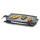 SEVERIN Tischgrill für Fleisch, Fisch und Gemüse, XXL Teppan Yaki Platte mit Antihaftbeschichtung, Elektrogrill mit Fettauffangschale und Temperaturregler, schwarz, KG 2397