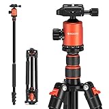 GEEKOTO Kamera Stativ 200cm, DSLR Camera Tripod Aluminum Reisestativ mit Einbeinstativ und 360° Panorama Kugelkopf, 1/4 Schnellwechselplatte und Stativtasche für Spiegelreflexkamera bis zu 8kg