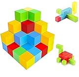 Magnetblöcke, magnetische Bausteine 40 Stück, 3D magnetische Würfel für Jungen Mädchen Kleinkinder, magnetische Fliesen, Vorschule pädagogisches Bauset, sensorisches Spielzeug Kinderblöcke für Kinder