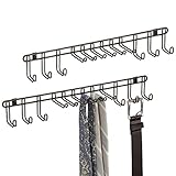 mDesign 2er-Set Hakenleiste für die Wand – praktischer Krawattenhalter BZW. Gürtelhalter aus Metall zur Wandmontage – für Tücher, Taschen und Accessoires – Bronze