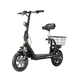 4MOVE Elektroroller 350W, mit Beleuchtungsanwendungsfunktion Elektroroller, 36V 12AH Lithiumbatterie Tragbarer Pendelroller Mit Sitz Und Ablagekorb, E-Roller, E-Scooter, Elektro Scooter (schwarz)