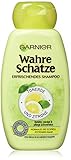 Garnier Shampoo Tonerde & Zitrone, belebt, reinigt und pflegt normales bis schnell fettendes Haar, Wahre Schätze, 250 ml