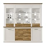 trendteam smart living Wohnzimmer Highboard Schrank Toronto, 210 x 210 x 42 cm in Korpus Pinie Weiß mit viel Stauraum