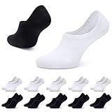 TUUHAW Damen Unsichtbare Sneaker Socken Damen Füßlinge aus Baumwolle kurze Socken mit Rutschfestem Silikon, 10 Paar Schwarz-Weiß 39-42