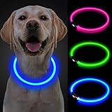 Yepnfro Leuchthalsband Hund, LED Hundehalsband Leuchtend USB Aufladbar Wasserdicht, Längenverstellbar Halsband Hund Leuchtend mit 3 Leuchtmodi für Kleine Mittlere Große Hunde,langhaar Hunde,Katzen