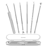 SZSHIMAO 6er Set Mitesserentferner Komedonenquetscher Set Doppelseitig Blackhead Remover aus Edelstahl Akne Whiteheads Mitesser Entferner Kit für alle Hauttypen mit Box