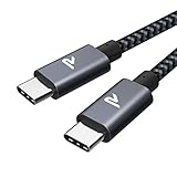 USB C Kabel 60W, RAMPOW USB C auf USB C Kabel PD 3.0 Schnellladekabel USB C auf USB C Kabel für Samsung Galaxy S22/S21, iPad Pro, iPad Mini 6, iPad Air 5, MacBook Air, Xiaomi - Grau,1M