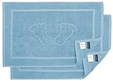 Bananalu Badvorleger Badematte Qualität 100% Baumwolle, Hellblau, Placid Blue 15-3920, 50x70cm, 700g/m2, 2 Stück