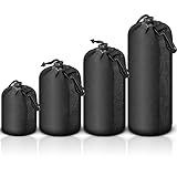 Selens 4 Pcs Neopren Objektivtasche Objektivbeutel Köcher schützenden für DSLR Kamera Objektiv Schwarz Weiche Kameratasche mit Kordelzug