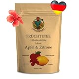 Hibiskustee küsst Apfel & Zitrone - fruchtiger einzigartiger Geschmack 100 g - Premium Tee lose - Hibiskusblüten-tee Apfel-tee Zitronen-tee - max. Ziehzeit: 3-5 Min, 1 Teelöffel/ Tasse