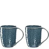 Leonardo Matera Keramik-Tassen 2-er Set, spülmaschinengeeignete Kaffee-Tassen, 2 mikrowellenfeste Tee-Tassen, Becher mit Glasur, blau 430 ml, 026996