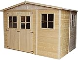 TIMBELA M334 Gartenhaus Holz mit Fenstern - Geräteschuppen Holz H226x318x220 cm/6 m² - Gerätehaus Gartenhütte Fahrradgarage Holz