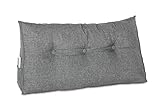 Rückenkissen, Bett-Rückenstütze Keilform, Rückenstützkissen, für Bett & Sofa, 100 cm breit, ideal für 2 Personen, praktisches Seitenfach, Bezug waschbar (Grau)