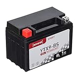 Accurat Motorradbatterie YTX9-BS 9Ah 130A 12V Gel Technologie Starterbatterie in Erstausrüsterqualität zyklenfest sicher lagerfähig wartungsfrei