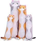 Katze Kuscheltier Stofftier Lange Katzen Kissen Plüschtiere Kawaii große süße Cat Plüsch Sofakissen Geschenke für Freunde Kinder Dekoration(Grau,50cm)