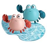 TOYANDONA Krabben-Badespielzeug, schwimmendes Spielzeug, Wasserspielzeug für Babys, Neugeborene, Kinder, Badewanne, Badezimmer, Pool, 2 Stück (rot und blau)