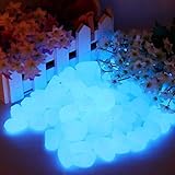 Leuchtsteine, 200 Leuchtende Kieselsteine Fluoreszierende Steine, Leuchtsteine Garten Blau Dekorative Steine für Gehwege Outdoor Decor Aquarium Pfad Rasen Garten(Blau)