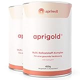 Aprigold Multi-Ballaststoff-Komplex – 7 Ballaststoff-Gruppen & Calcium – Verdauung, Darmflora, Immunsystem & Herz-Kreislauf – vegan, glutenfrei, laktosefrei – 420g Pulver (2er Pack)