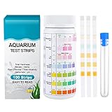 Rebundex 100 Stück 7in1 Aquarium Teststreifen, Aquarium Zubehoer Für Wassertest, Aquarium Test Set Zum Testen Von Wasserhärte, Nitrat, Nitrit, Freiem Chlor, Karbonat, Gesamtalkali Und Ph