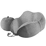 Reisekissen Nackenkissen - LUXSURE Travel Pillow Weiches Memory Foam Baumwolle U-Förmiges Kissenüberzug Maschinenwaschbar Nackenhörnchen Nackenstützkissen für Flugzeug,Zug,Auto,Büro und Camping (Grau)