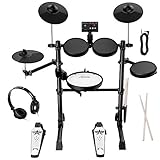 Asmuse Elektronisches Schlagzeug-Set für Erwachsene, Anfänger, mit 8-Zoll-Mesh-Snare-E-Drum-Set mit Rim Shot- und Becken-Choke-Funktion, USB-MIDI-Unterstützung, 2 Paar Drumsticks und Kopfhörer