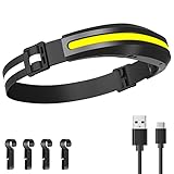 Stirnlampe LED Wiederaufladbar USB, Superheller 400 Lumen Kopflampe 230° Flutlicht&Scheinwerfer 4 Lichtmodi IPX4 Wasserdichte Stirnlampen für Kinder Erwachsene Joggen Angeln Laufen Campen Wandern